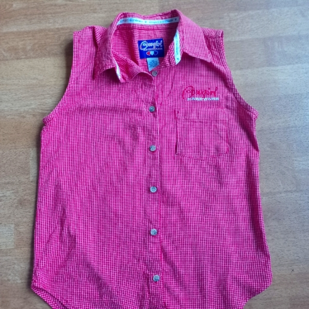 Cowgirl Hardware  sleeveless blouse size medium red and white